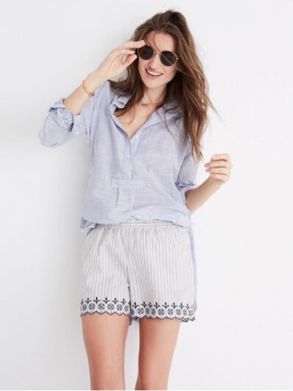 Madewell Embroidered Jardin Pull-On Shorts